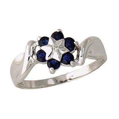 Sapphire Flower Ring 14k White gold