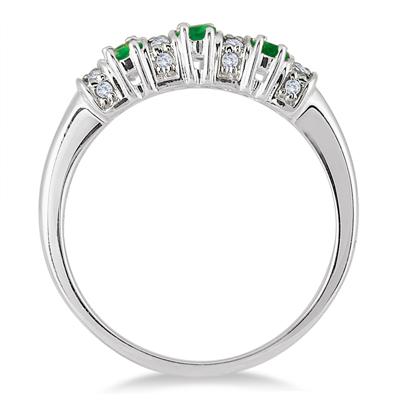Emerald and Diamond Ring 14K White Gold