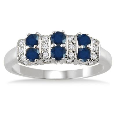Sapphire and Diamond Ring 14K White Gold