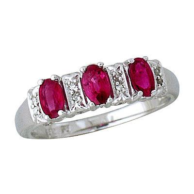 Ruby and Diamond Ring 14k White Gold