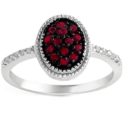 1/3 Carat Ruby and Diamond Ring in .925 Sterling Silver