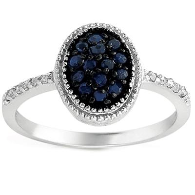 1/3 Carat Sapphire and Diamond Ring in .925 Sterling Silver