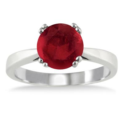 2.75 Carat Ruby Solitaire Ring in .925 Sterling Silver