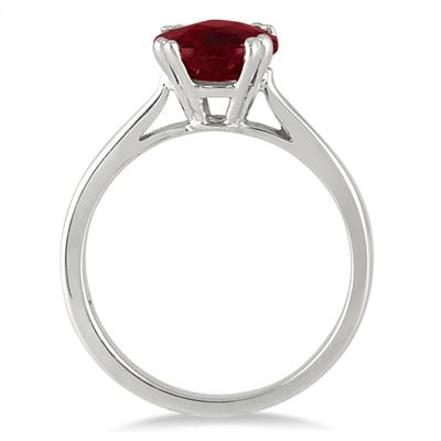 2.75 Carat Ruby Solitaire Ring in .925 Sterling Silver