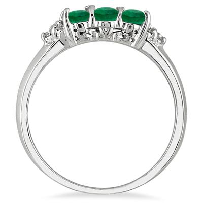 1.25 Carat Emerald and Diamond Ring in .925 Sterling Silver
