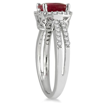 2.25 Carat Ruby and Diamond Ring in 10K White Gold