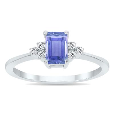 Tanzanite and Diamond Regal Ring in 10K White Gold