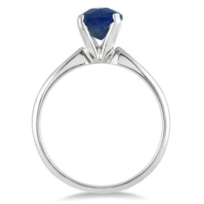 1.00 Carat Cushion Cut Sapphie Solitaire Ring in .925 Sterling Silver