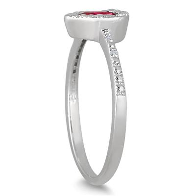 1.00 Carat Created Ruby and Diamond Ring in .925 Sterling Silver
