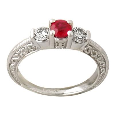 14-kt. Ruby and Diamond Ring in White Gold