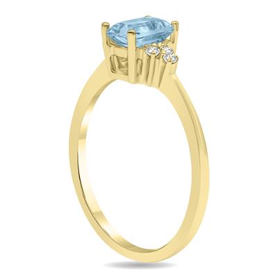 Aquamarine and Diamond Regal Ring in 10K Yellow Gold