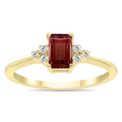 Garnet and Diamond Regal Ring in 10K Yellow Gold