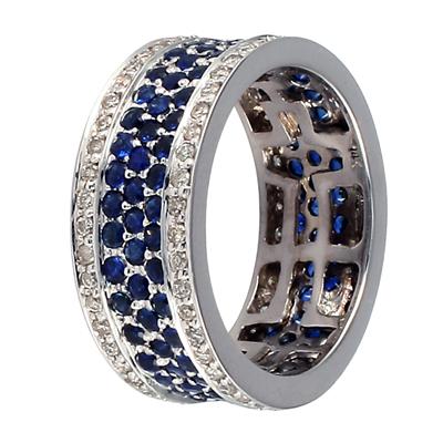 2.05CTW Sapphire and Diamond Eternity Band in 14K White Gold