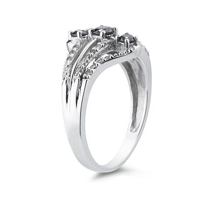 Black and White Diamond Ring in 10K White Gold