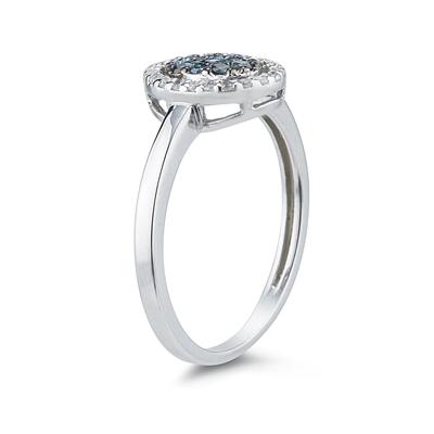 Blue and White Diamond Ring in White Gold