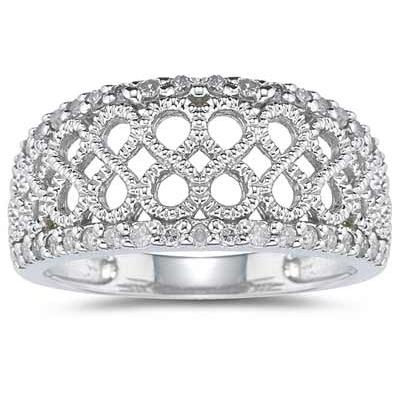 Diamond Rope Twist Ring in White Gold