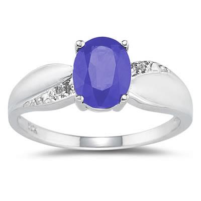 Tanzanite and Diamond Ring 10k White Gold