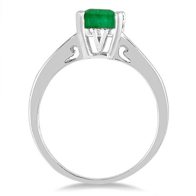 Emerald and Diamond Ring in 14k White Gold
