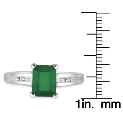 Emerald and Diamond Ring in 14k White Gold