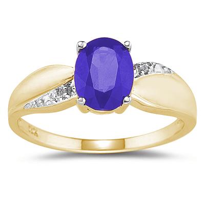 Tanzanite and Diamond Ring 10K yellow Gold