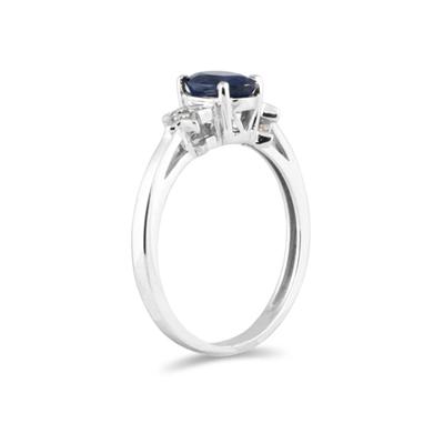 Sapphire and Diamond Ring 10K White Gold