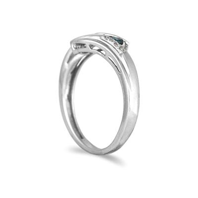Blue and White Diamond Ring in 10K White Gold