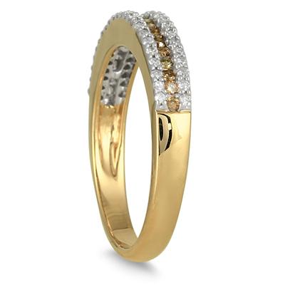 2/5 Carat Champagne and White Diamond Ring in 10K Yellow Gold