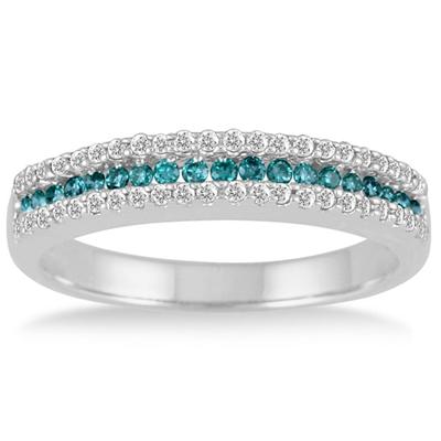 2/5 Carat TW Blue and White Diamond Ring in 10K White Gold