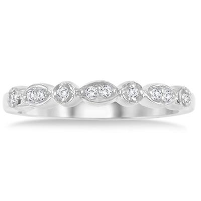 1/10 Carat White Diamond Band in 10K White Gold