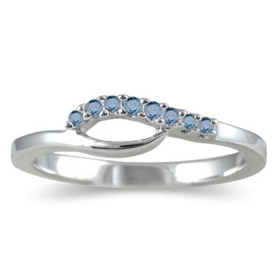 1/10 Carat TW Blue Diamond Twist Ring in 10K White Gold