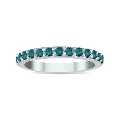 Blue Diamond Band in 10K White Gold