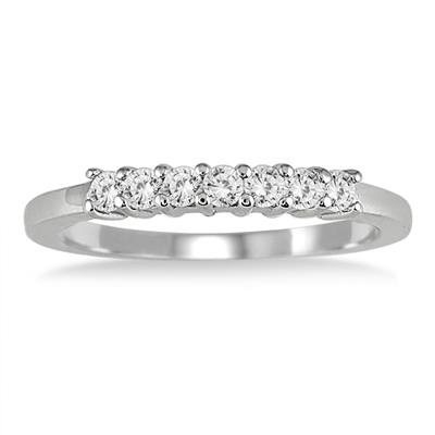 3/8 Carat TW 7 Stone Diamond Band in 10K White Gold