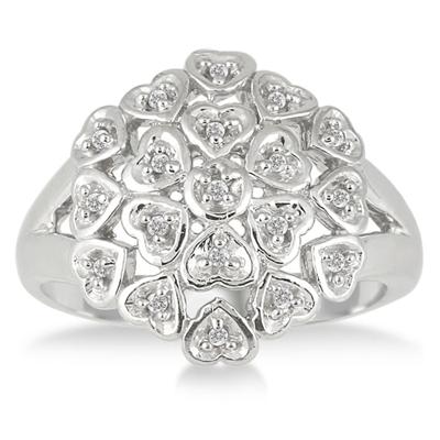 1/10 Carat T.W Diamond Heart Bouquet Ring in .925 Sterling Silver