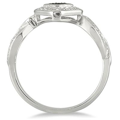 Genuine Black and White Diamond Ring in .925 Sterling Silver