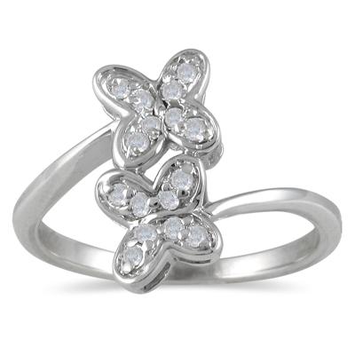 1/4 CTW Diamond Butterfly Ring in Sterling Silver