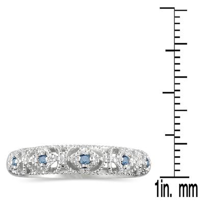 1/10 Carat TW Blue Diamond Antique Band in 10K White Gold