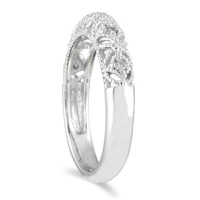 1/10 Carat TW Diamond Antique Band in 10K White Gold