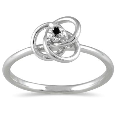Black Diamond Swirl Promise Ring in 10K White Gold