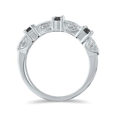 1/3 Carat TW Black and White Diamond Band in 10K White Gold