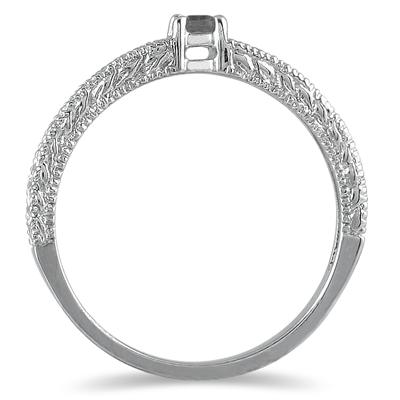 Antique Black Diamond Promise Ring in 14K White Gold