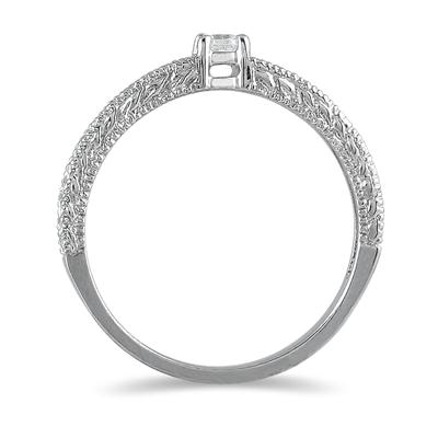 Antique Diamond Promise Ring in 10K White Gold