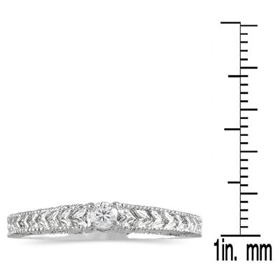 Antique Black Diamond Promise Ring in 14K White Gold