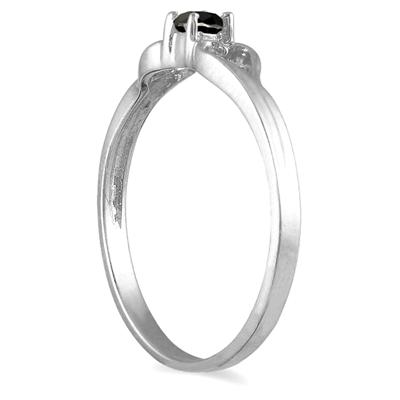 1/10 Carat TW  Black Diamond Heart Ring in 10K White Gold