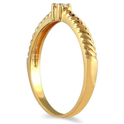 .05 Carat Diamond Rope Promise Ring in 10K Yellow Gold