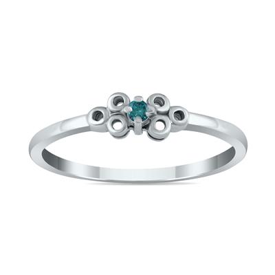0.03 Carat TW Blue Diamond Promise Ring in 10K White Gold 