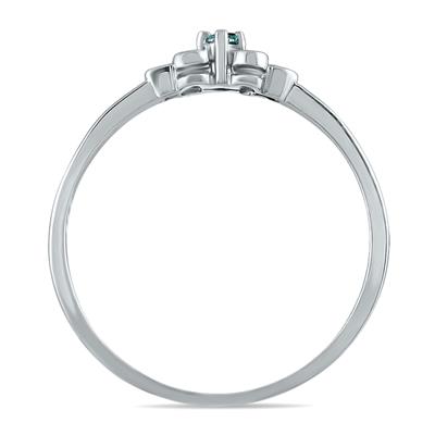 0.03 Carat TW Blue Diamond Promise Ring in 10K White Gold 