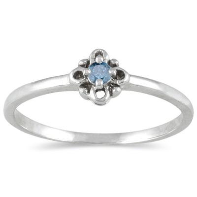 .05 Carat Blue Diamond Promise ring in 10K White Gold