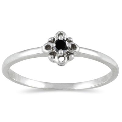 .05 Carat Black Diamond Promise ring in 10K White Gold