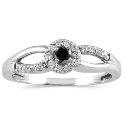 1/4 Carat Black Diamond Ring in 10K White Gold