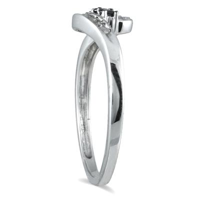 1/4 Carat Black and White Three Stone Diamond Ring in .925 Sterling Silver